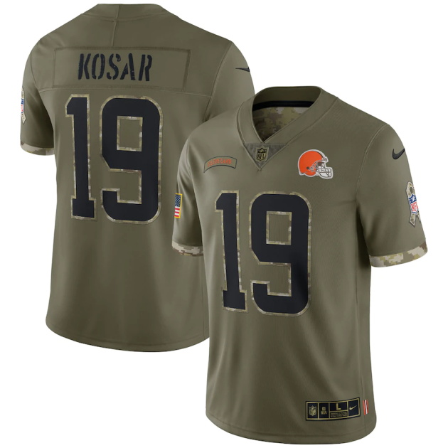 mens nike bernie kosar olive cleveland browns 2022 salute to service retired player limited jersey